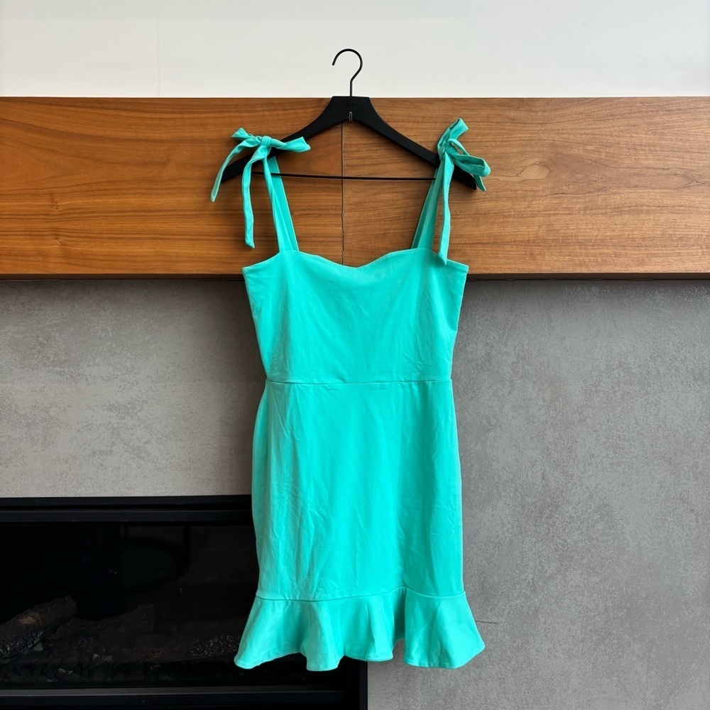 Susana Monaco Tie-Shoulder Mini Dress in Aqua